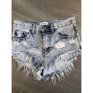Glamorous Juniors Size XS Short Distressed Frayed Denim Jean Shorts